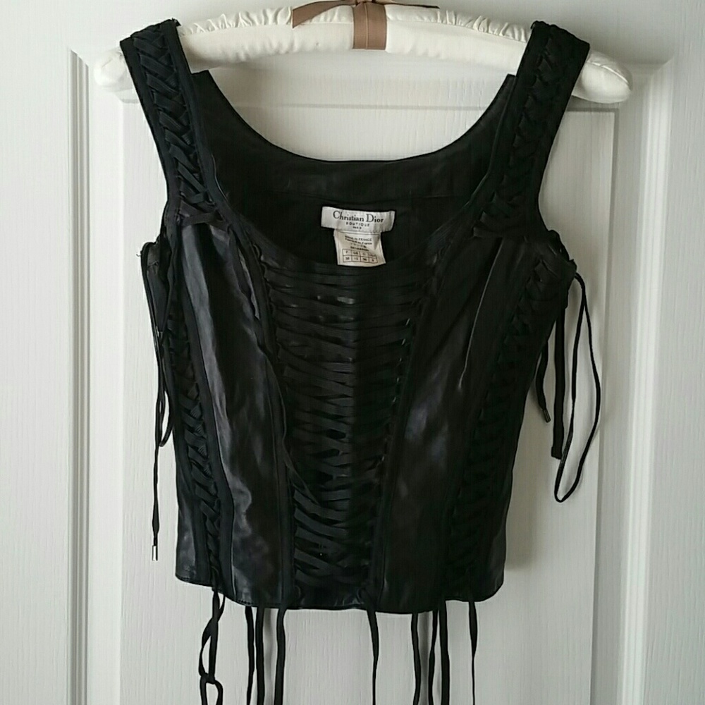 Vintage Christian Dior Leather Tank/Bustier